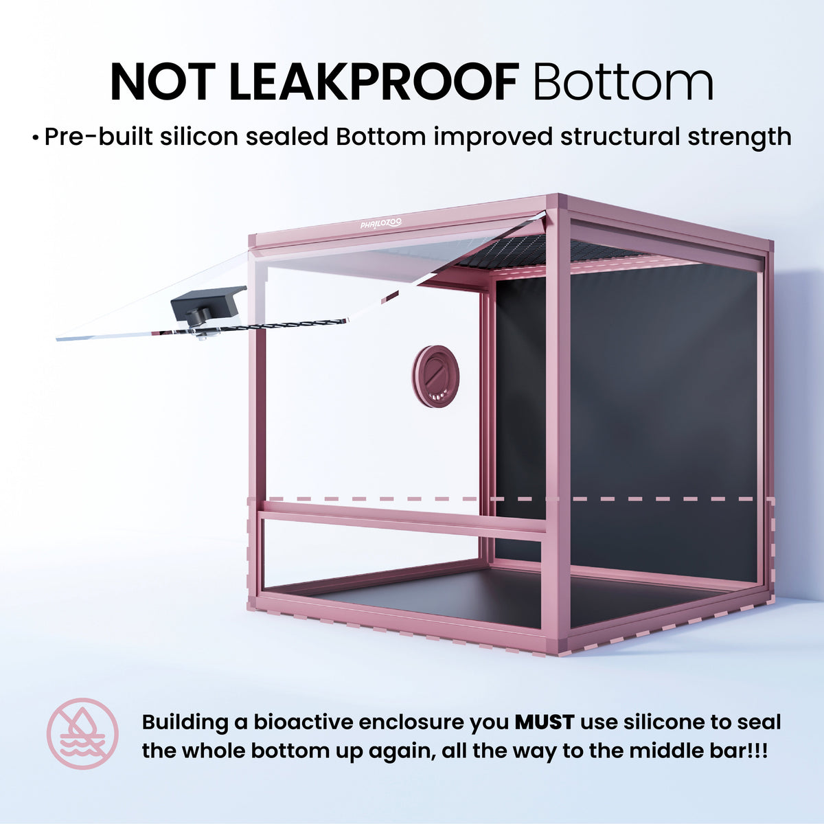 24 Gallon Reptile Enclosures 18x18x18" with Lock! Perfect for Beginner! Bottom NOT LEAKPROOF - Phailozoo