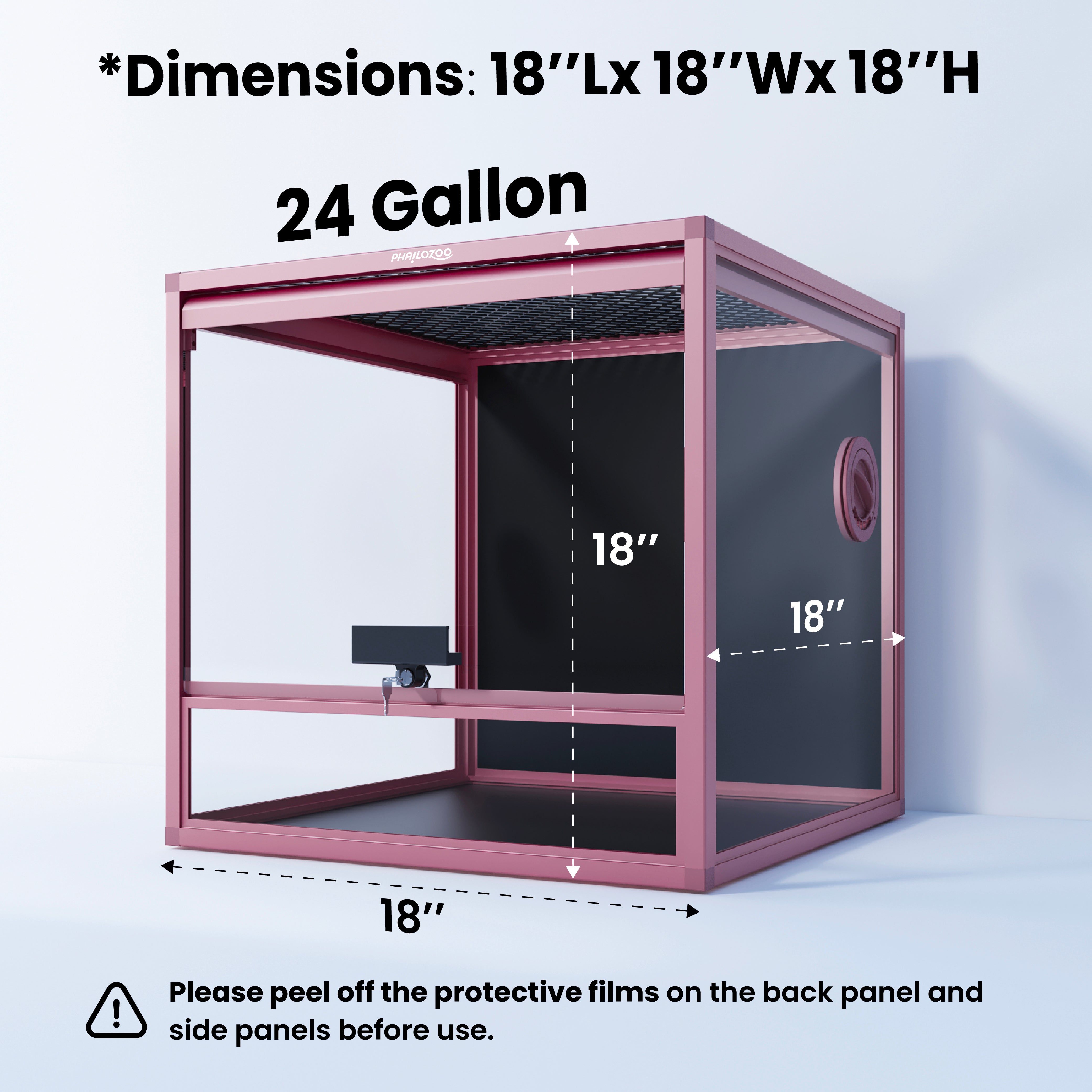 24 Gallon Reptile Enclosures 18x18x18" with Lock! Perfect for Beginner! Bottom NOT LEAKPROOF